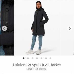 OG Lululemon Apres It All Black Trench Coat Puffer waterproof Jacket Sz 6